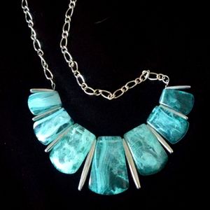 Silver and Aqua Crystal Necklace